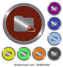 Set of color glossy coin-like cloud folder buttons