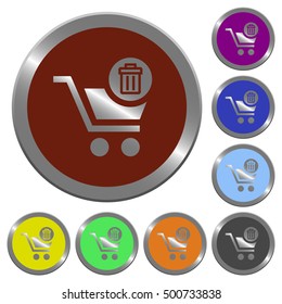Set of color glossy coin-like delete from cart buttons