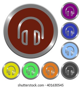 Set of color glossy coin-like headset buttons.