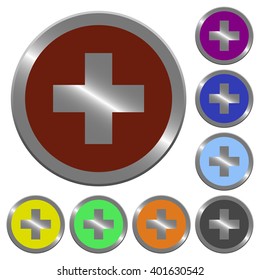 Set of color glossy coin-like insert buttons.