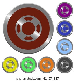 Set of color glossy coin-like lifesaver buttons.