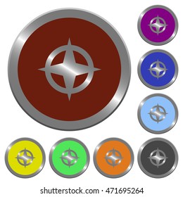 Set of color glossy coin-like map directions buttons