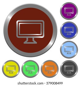 Set of color glossy coin-like monitor buttons.