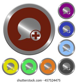 Set of color glossy coin-like Post blog comment buttons.