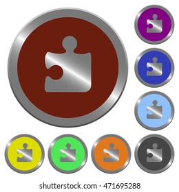 Set of color glossy coin-like puzzle piece buttons