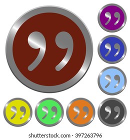 Set of color glossy coin-like quotation buttons.