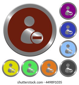 Set of color glossy coin-like Remove user account buttons.