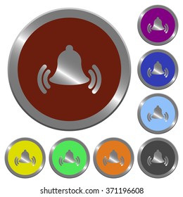Set of color glossy coin-like ringing bell buttons.