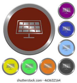 Set of color glossy coin-like solar panel buttons.