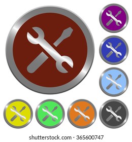 Set of color glossy coin-like tools buttons.