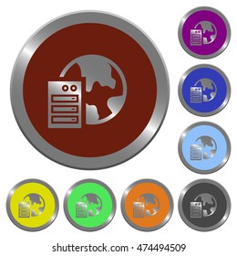 Set of color glossy coin-like web hosting buttons