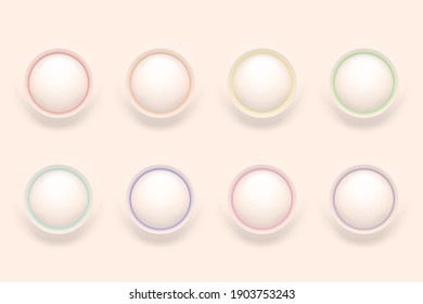 Set of color glow push button for web or app.