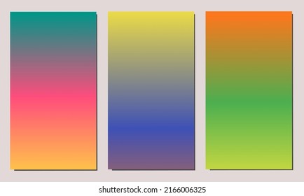 a set of color gradations with a mixture of three colors suitable for backgrounds, website themes, mobile screens. Can be printed for paper.