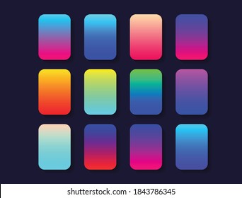 Set of color Gradient Background . Modern screen vector design for mobile app. Pastel gradient background.  color style.