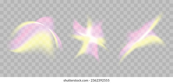 Conjunto de superposiciones de degradado de color, formas pastel de refracción de color. Elementos de diseño Y2K. Ilustración vectorial en un fondo transparente.