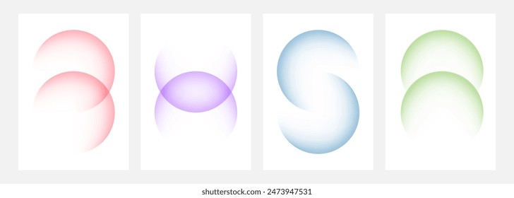 Set of color gradient round shapes. Futuristic abstract backgrounds with light soft colored spheres for creative graphic design. Vector illustration.