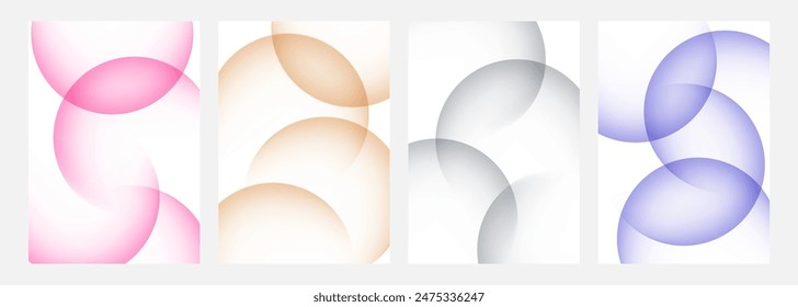 Set of color gradient round shapes. Futuristic abstract backgrounds with light soft colored spheres for creative graphic design. Vector illustration.