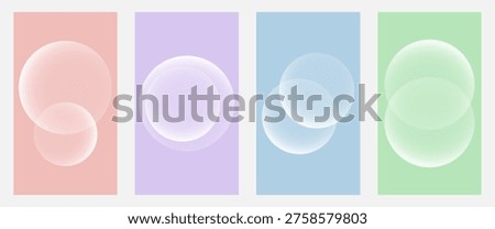 Set of color gradient round shapes. Futuristic abstract backgrounds with light soft colored spheres for creative graphic design. Vector illustration.