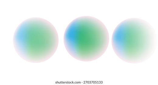Establezca la gradación de ruido de gradiente de círculo verde de color. Abstractas forma de malla de desenfoque de acuarela colorida sobre fondo blanco. 