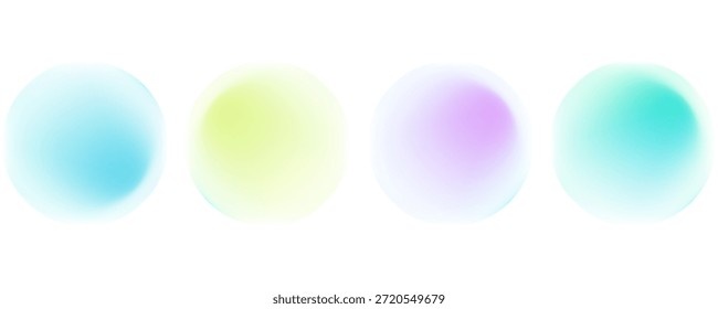 Set color green circle gradient noise gradation. Abstract colorful watercolor blur mesh shape on white background. Gradient aura, grain neon blob with noise effect vector illustration.