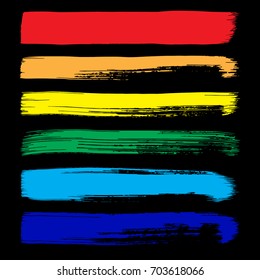 Set of color grunge brushstrokes vector illustration. Abstract hand drawn grunge banners