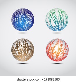 Set of color grunge globes