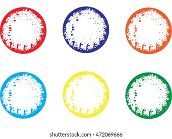 Set of color Grunge round shape with brush vector