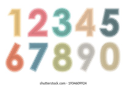 Set of color halftone dots numbers.