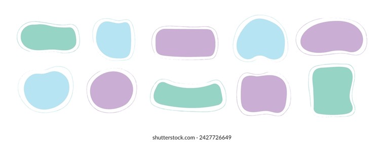 Set of color hand drawn textbox frames Doodle style Vector illustration isolated on white background
