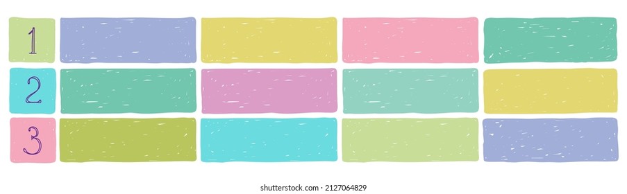 Set of color handwritten design elements for presentation, schedule, notebook. Abstract vector illustration