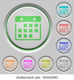 Set of color Hanging calendar sunk push buttons.