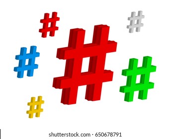 Set color hashtag viral web network media tag. blogging blog website strategy concept - vector illustration. 3d color hashtag.