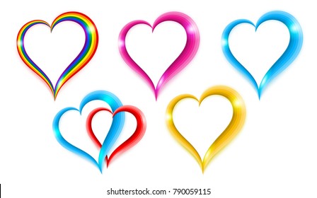 Set color heart shape symbol of love. Isolated on white vector illustration