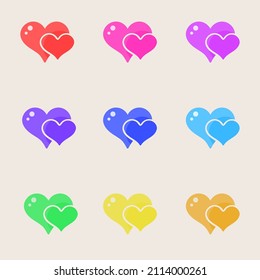 Set of color hearts isolated on a black background Vector