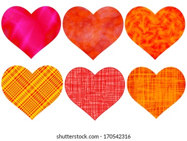 Set of the color hearts for the Valentine day
