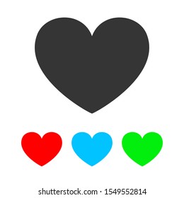 Set of color Hearts - vector. Heart icon in flat style. Symbol of Love isolated