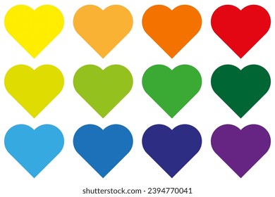 Conjunto de corazones de color. Ilustración vectorial. EPS 10.