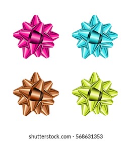 Set of color holiday bow on white background. Vector illustration for your design