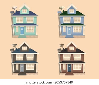 conjunto de casas de color en vector