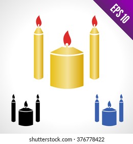 Set color icon candles. Performed at the wedding. isolated on white background.