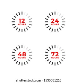 Set color icons of 12, 24, 48, 72 hours