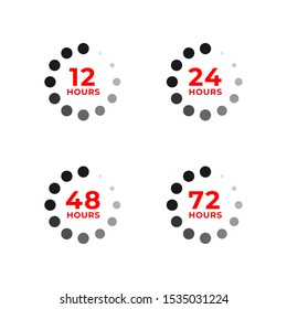 Set Color Icons Of 12, 24, 48, 72 Hours