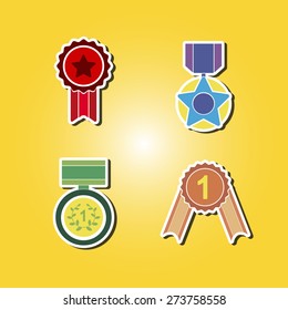 set of color icons with awards symbols for your design
