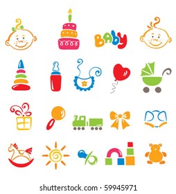 set of color icons - baby