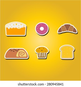 set of color icons with baking for your design