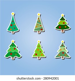 set of color icons with  Christmas trees for your design