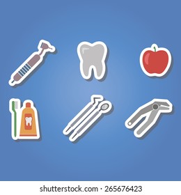 set of color icons with  dental symbols  for your design