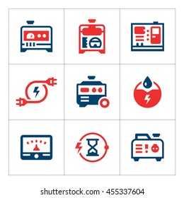 Set Color Icons Of Electrical Generator