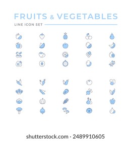Set color icons of fruits and vegetables