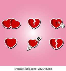 set of color icons with hearts for your design